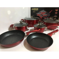 Елітний набір посуду із литого алюмінію 10 предметів Benson BN-335 з мармуровим покриттям