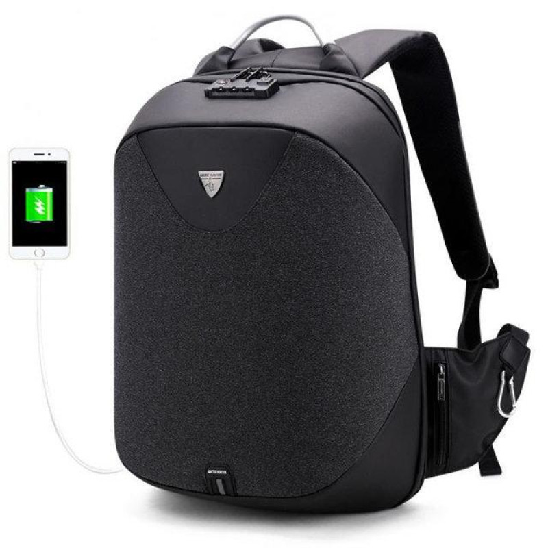 Міський рюкзак для ноутбука Arctic Hunter original black із захистом від крадіжок та водозахистом (B00208)