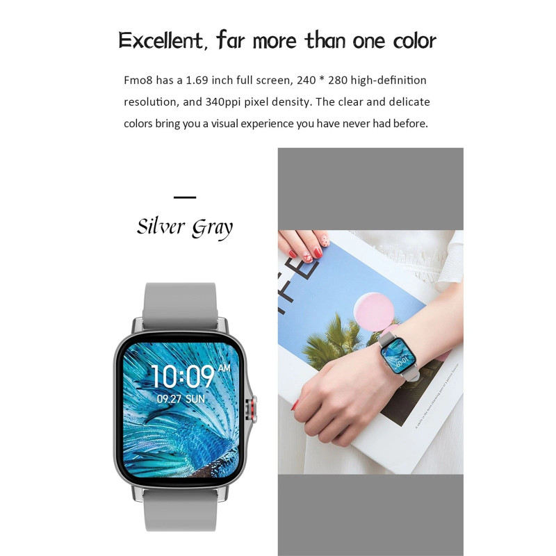 Наручний смарт-годинник Lemfo FM 08 Grey| розумний годинник з вимірюванням тиску Наручний смарт-годинник Lemfo FM 08 Grey| розумний годинник з вимірюванням тиску