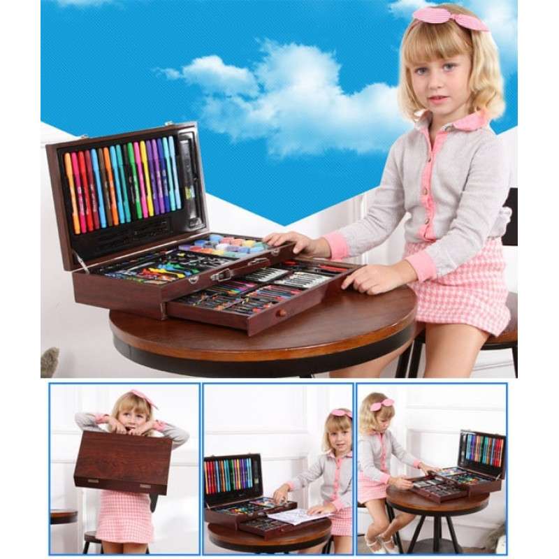 Набір для малювання та творчості у дерев'яній валізі 120 предметів Easy Paint (EP90187)