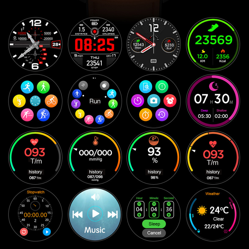 Смарт-годинник Lemfo L11 Metal Black з вимірюванням тиску та ЕКГ