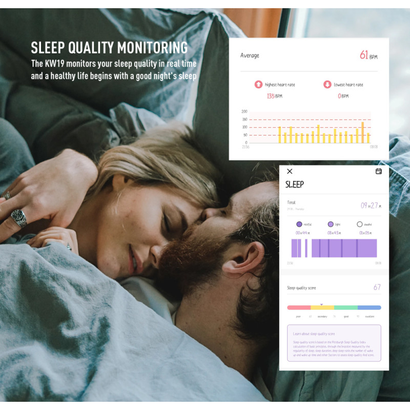 Смарт-годинник KingWear KW19 з вимірюванням тиску та фітнес трекером (Pink)