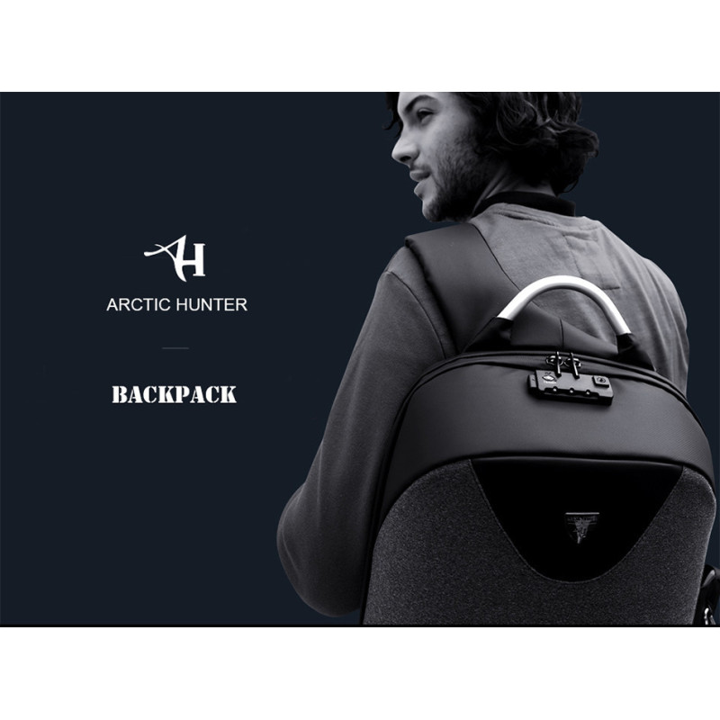 Міський рюкзак для ноутбука Arctic Hunter original grey із захистом від крадіжок та водозахистом (B00208)