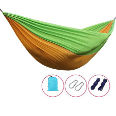 Гамак туристичний підвісний з карабіном Hammock Net Green-Orange (HN8975)
