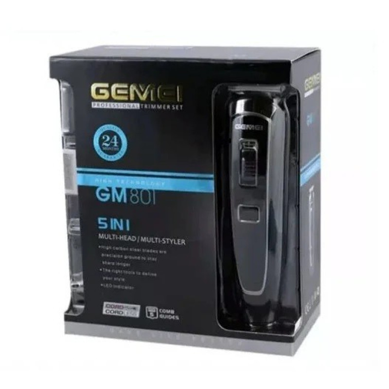 Багатофункціональна машинка для стрижки волосся акумуляторна 5 в 1 Gemei GM-801 універсальний тример