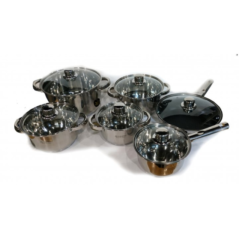 Набор посуды 12 предметов из нержавеющей стали Edenberg (EB-3735) для всех видов плит