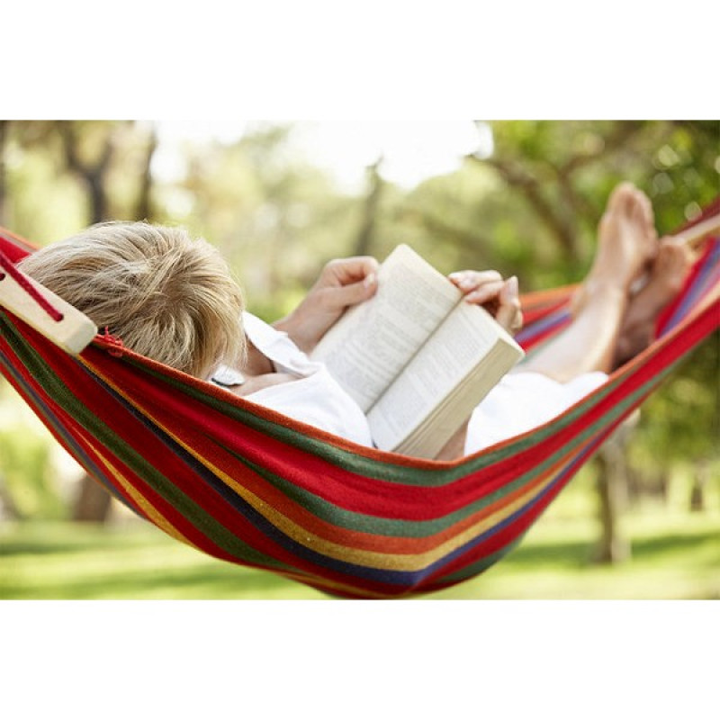 Класичний тканинний підвісний гамак з перкладиною 80x200 см Easy Camping (мексиканський) M1249