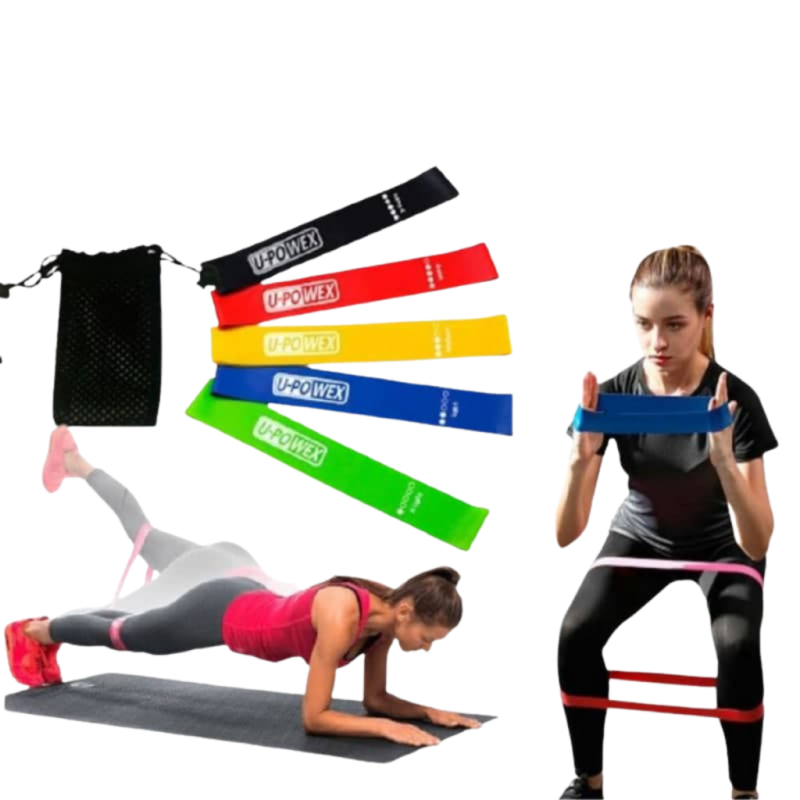 Набір гумок для спорту та фітнесу, Фітнес гумки U-powex, набір 5шт+чохол