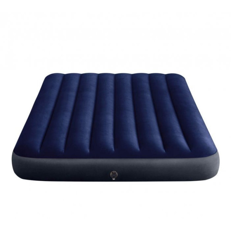 Надувний матрац для сну та відпочинку 137х191х25 см Intex 64758 з велюровим покриттям + ручний наcоc + 1 подушка