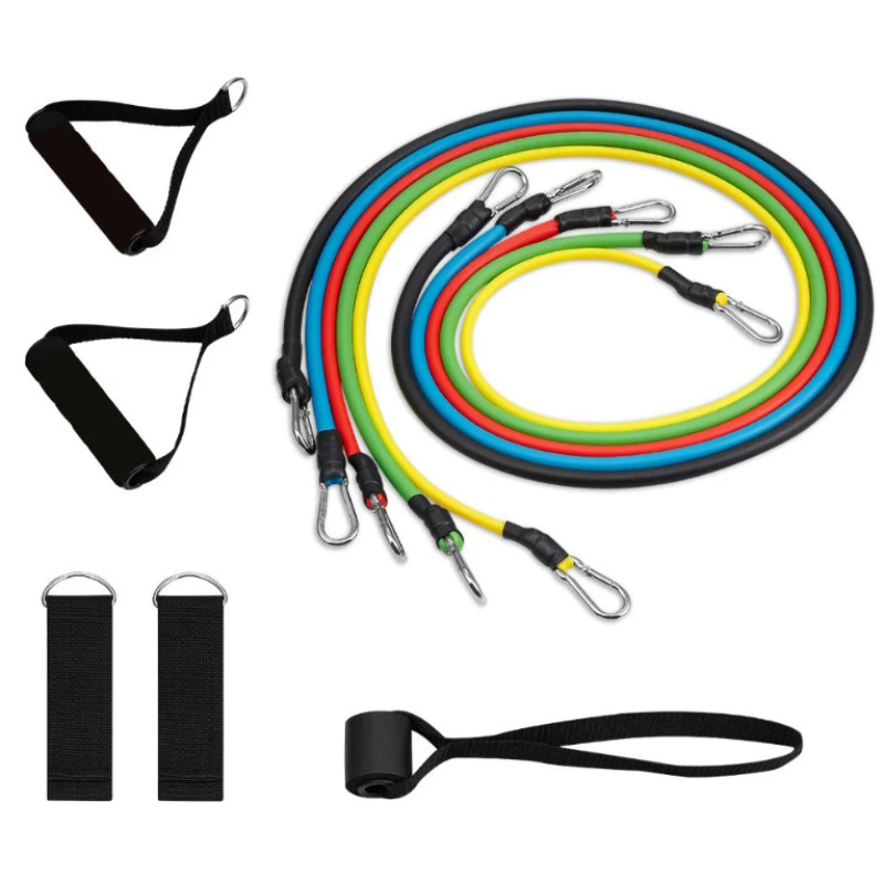 Універсальний набір трубчастих еспандерів для фітнесу, багатофункціональні еспандери - джгути 5 штук + чохол Reystyle