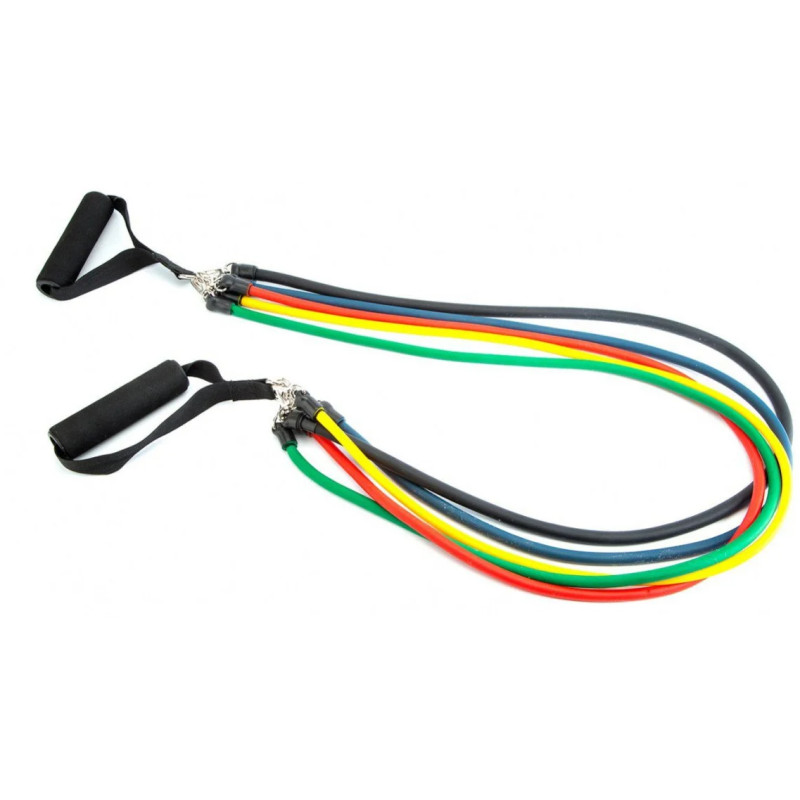 Універсальний набір трубчастих еспандерів для фітнесу, багатофункціональні еспандери - джгути 5 штук + чохол Reystyle