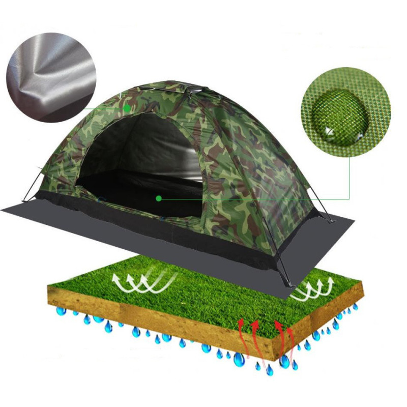 Туристичний водонепроникний намет Autocamp 2 місний туристичний для кемпінгу з каркасом (Хакі)