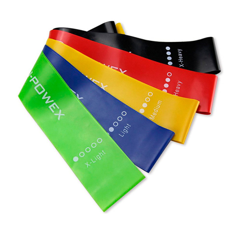 Набір гумок для спорту та фітнесу, Фітнес гумки U-powex, набір 5шт+чохол