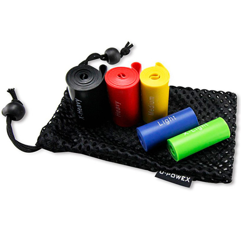 Набір гумок для спорту та фітнесу, Фітнес гумки U-powex, набір 5шт+чохол