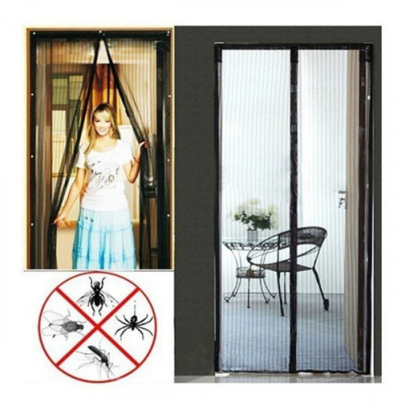 Розсувна антимоскітна штора на двері Magic Mesh москітна сітка на магнітах коричнева Розсувна антимоскітна штора на двері Magic Mesh москітна сітка на магнітах коричнева