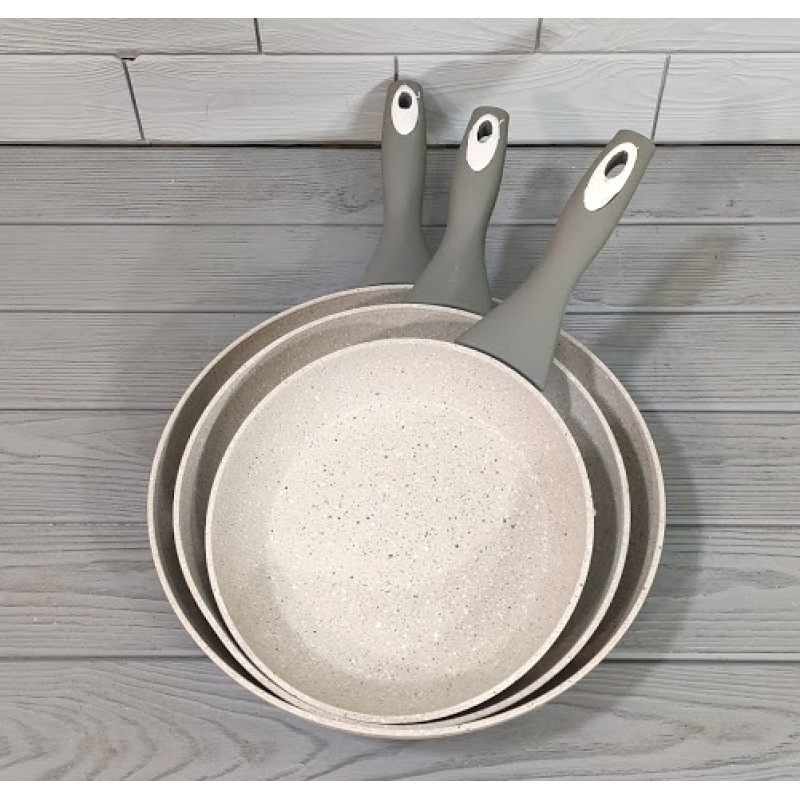 Набір литих сковорідок з індукційним дном та гранітним покриттям Stone 3 предмети (20см, 24см, 28см) Besser 10328