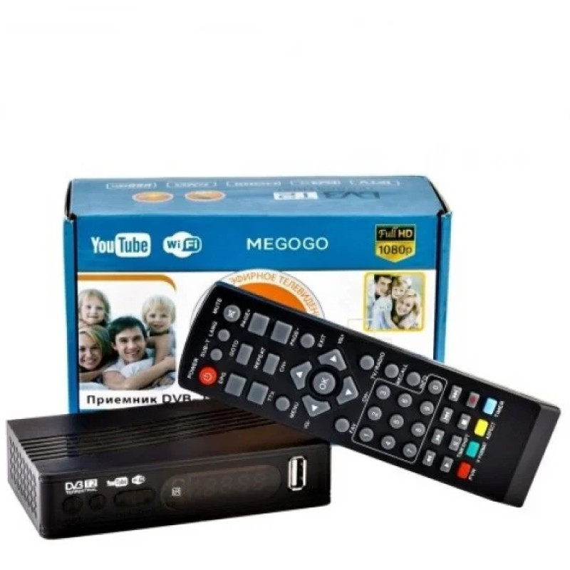 Цифровий ресивер (приймач) ТБ приставка DVB-T2 MEGOGO SMALL Тюнер з підтримкою WI-FI АДАПТЕРА