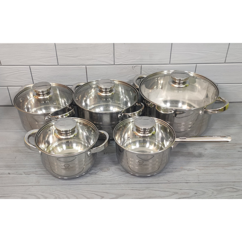 Набір кухонного посуду з нержавіючої сталі Grand Hoff GR-3827 10 предметів