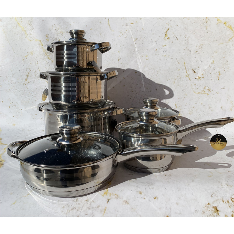 Набор посуды 12 предметов из нержавеющей стали Edenberg (EB-4039M) для всех видов плит