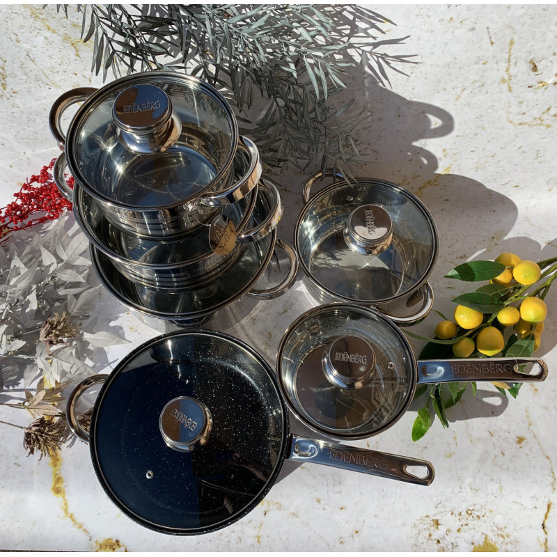Набор посуды 12 предметов из нержавеющей стали Edenberg (EB-4039M) для всех видов плит