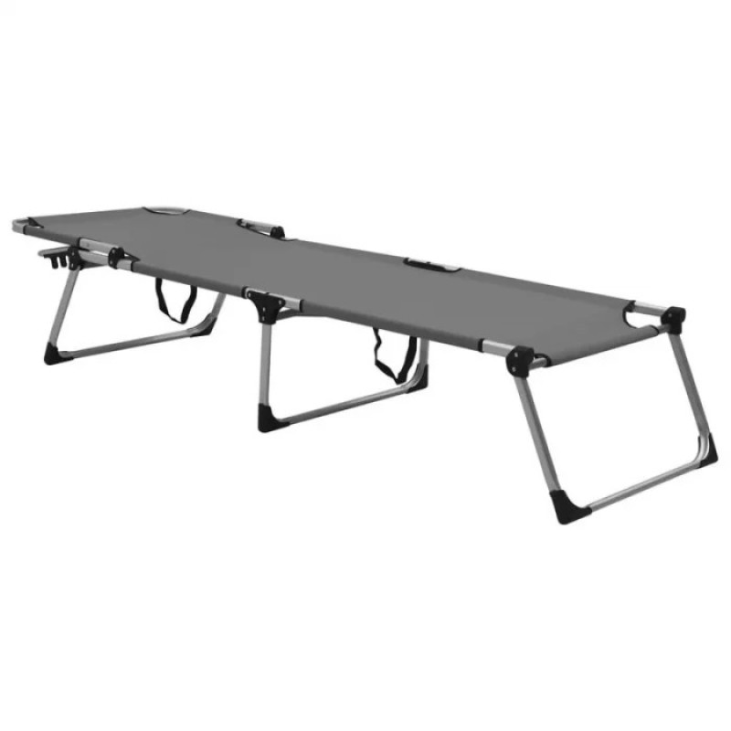 Раскладная кровать Folding-Bed с подголовником туристическая с алюминиевым каркасом и ножками до 110кг 180х60х30см Grey (FB-1242)