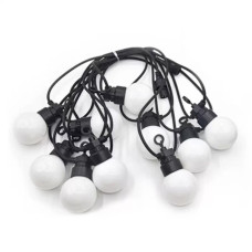 Гірлянда вулична вологостійка матова теплий колір 5 метрів 10 різнокольорових кульок з світлодіодними лампочками SF-10 White