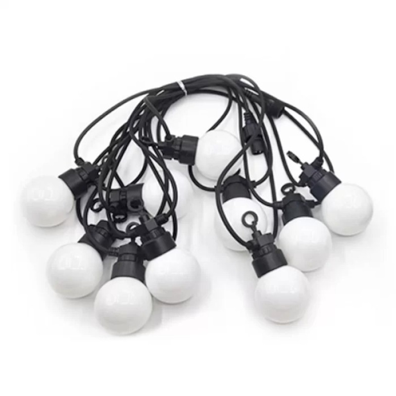 Гірлянда вулична вологостійка матова теплий колір 5 метрів 10 різнокольорових кульок з світлодіодними лампочками SF-10 White