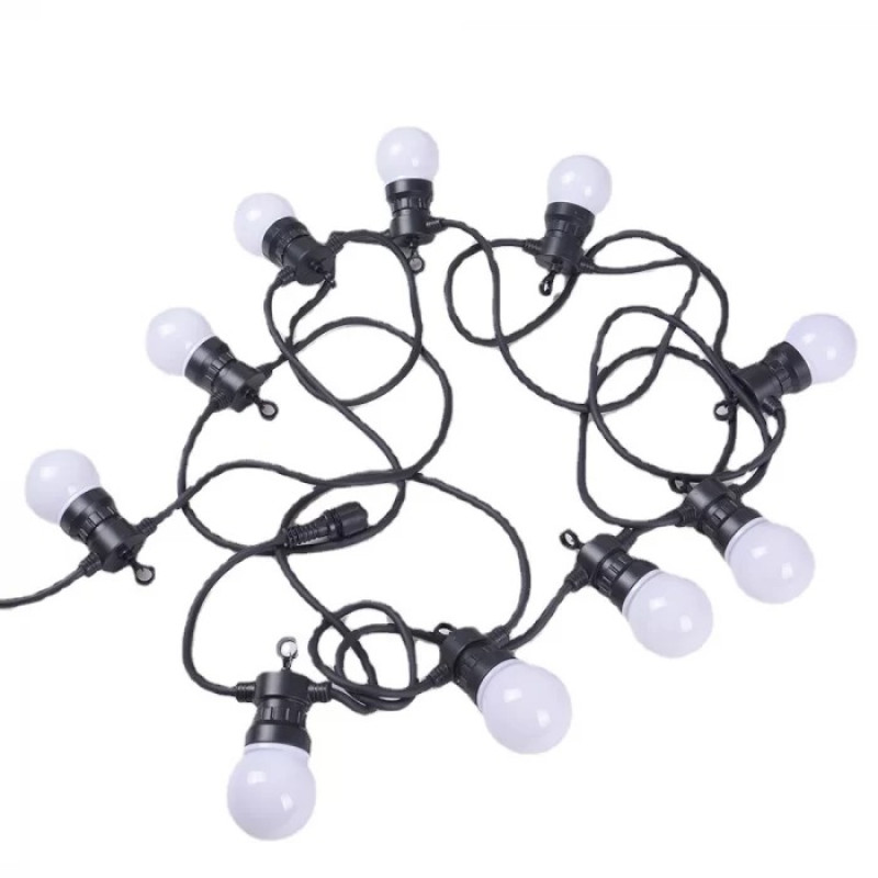 Гірлянда вулична вологостійка матова теплий колір 5 метрів 10 різнокольорових кульок з світлодіодними лампочками SF-10 White Гірлянда вулична вологостійка матова теплий колір 5 метрів 10 різнокольорових кульок з світлодіодними лампочками SF-10 White
