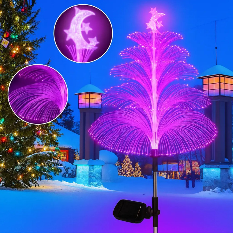 Садовий світильник "Ялинка" із 2 штук на акумуляторі з солн.панелью на 8 режимів NC-7818