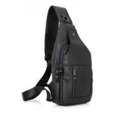 Премиальная мужская сумка-слинг на плечо из натуральной кожи для телефона и документов Vintage MN-12 Black