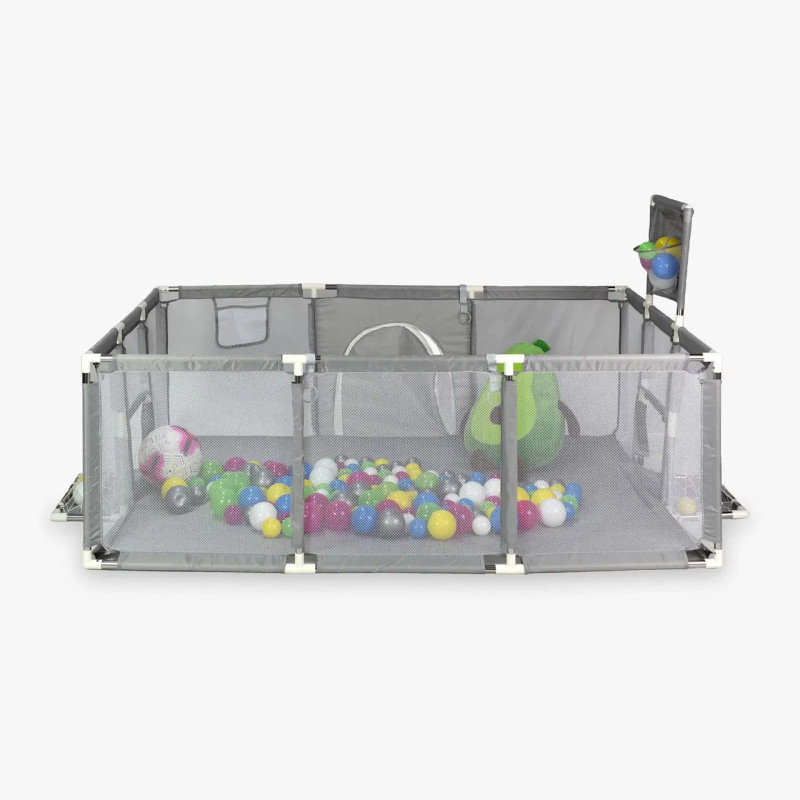 Дитячий ігровий манеж 180х120см з сухим басейном, баскетбольним  кільцем і воротами huge Arena (HA-7609) Gray