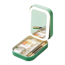 Портативний кейс-органайзер для косметики з дзеркалом на кришці та LED підсвіткою Comod-Case CC-9878 Green