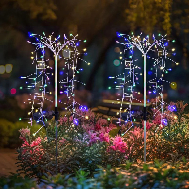 Садовий ґрунтовий ліхтарик 2 шт. на сонячній батареї з датчиком світла та 2 режимами "Верба" NC-7819