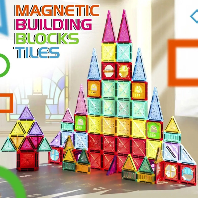 Дитячий конструктор з магнітнітних блоків на 110 деталей Magic Build MB7867 Multicolor