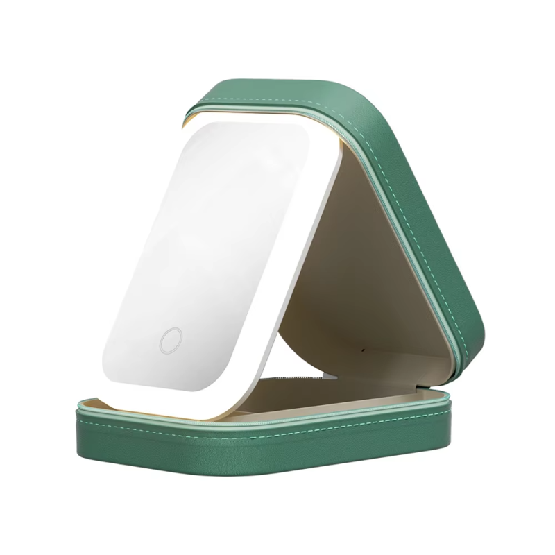 Портативний кейс-органайзер для косметики з дзеркалом на кришці та LED підсвіткою Comod-Case CC-9878 Green