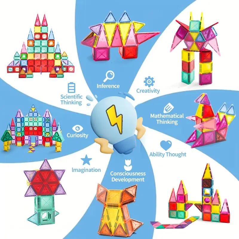 Дитячий конструктор з магнітнітних блоків на 110 деталей Magic Build MB7867 Multicolor