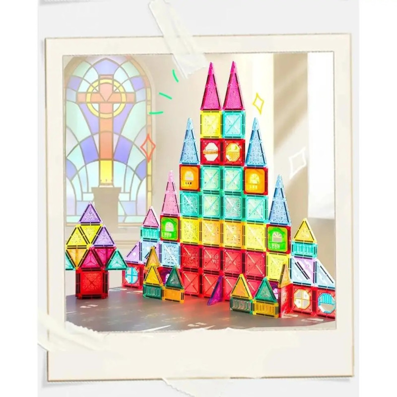 Дитячий конструктор з магнітнітних блоків на 110 деталей Magic Build MB7867 Multicolor