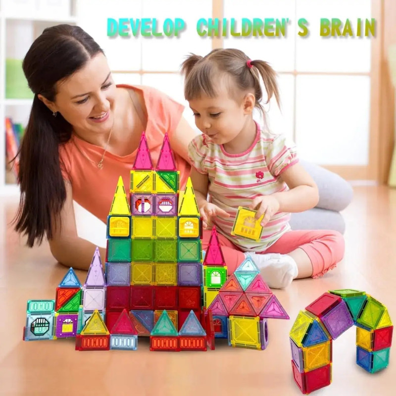 Дитячий конструктор з магнітнітних блоків на 110 деталей Magic Build MB7867 Multicolor