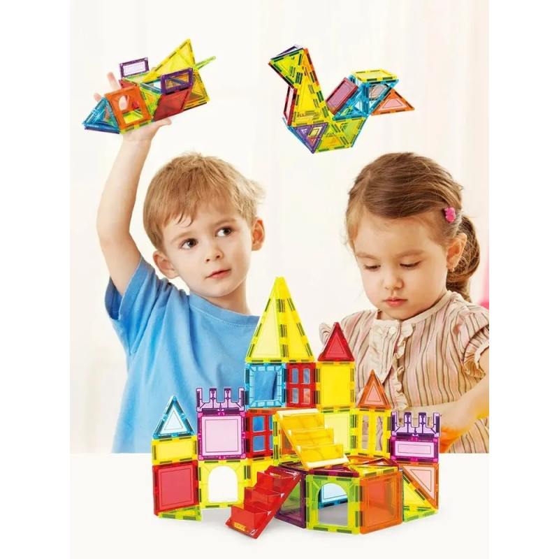 Дитячий конструктор з магнітнітних блоків на 110 деталей Magic Build MB7867 Multicolor