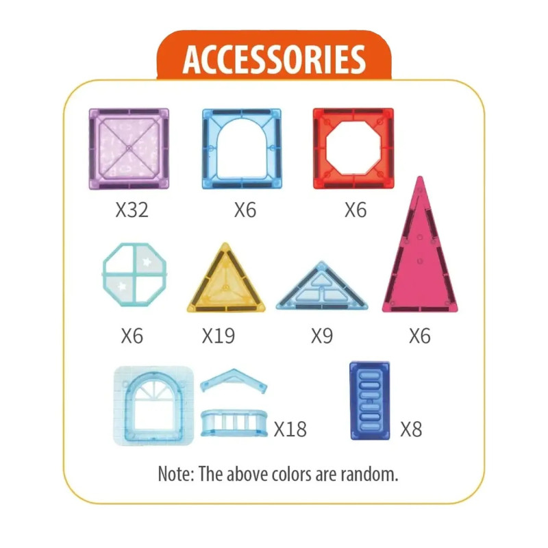 Дитячий конструктор з магнітнітних блоків на 110 деталей Magic Build MB7867 Multicolor