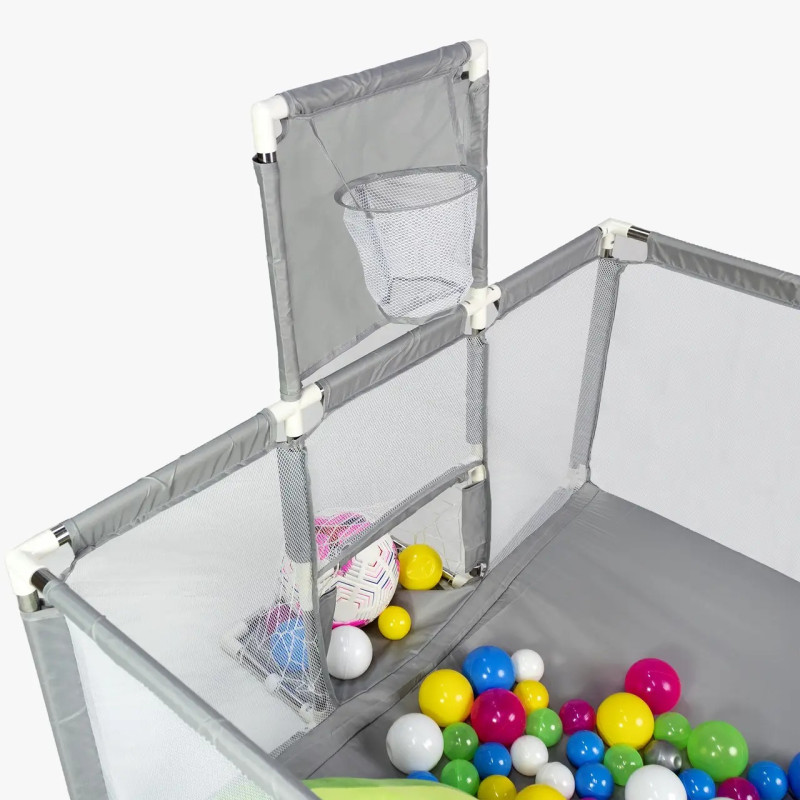 Дитячий ігровий манеж 180х120см з сухим басейном, баскетбольним  кільцем і воротами huge Arena (HA-7609) Gray