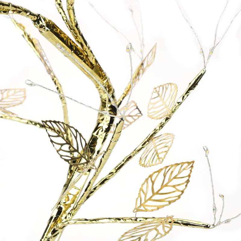 Настільна LED лампа від USB + батарейки AA 3шт «Дерево сріблясте з листям» з теплим світлом на 72 діоди NNG-08 Silver