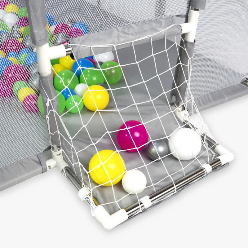 Дитячий ігровий манеж 180х120см з сухим басейном, баскетбольним  кільцем і воротами huge Arena (HA-7609) Gray