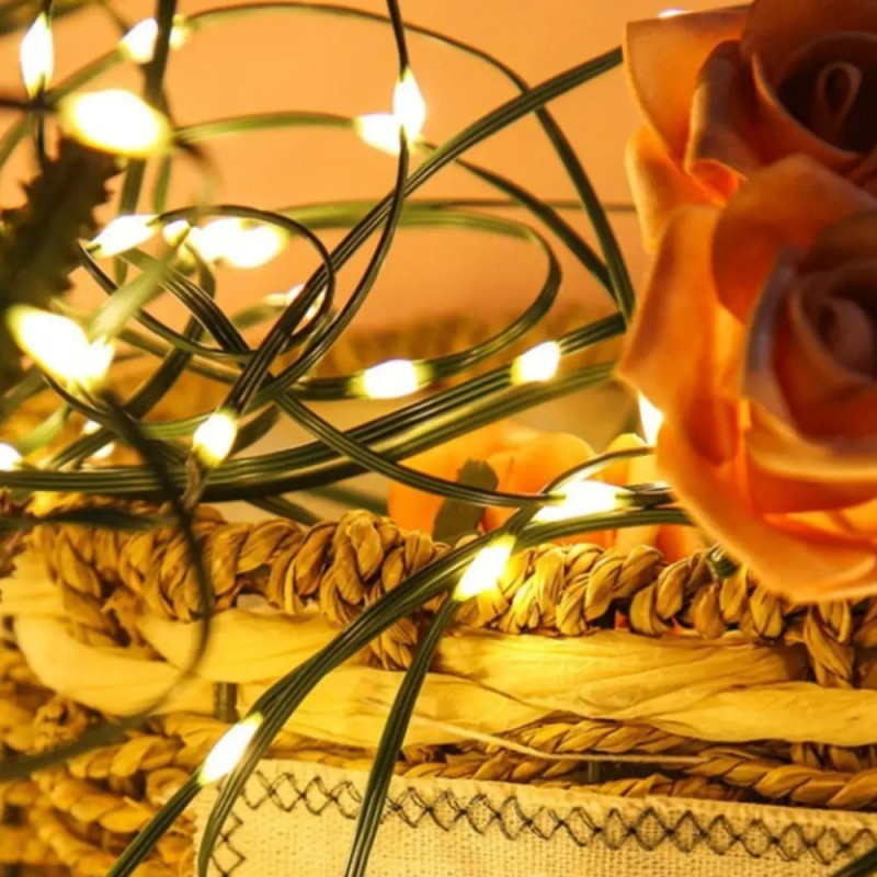 Програмовна новорічна Smart гірлянда на 10 ниток по 2м від USB з Bluetooth, пультом і керуванням із телефона Кінський хвіст SFK-02 RGB