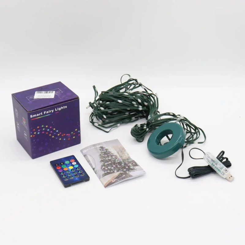 Програмовна новорічна Smart гірлянда на 10 ниток по 2м від USB з Bluetooth, пультом і керуванням із телефона Кінський хвіст SFK-02 RGB