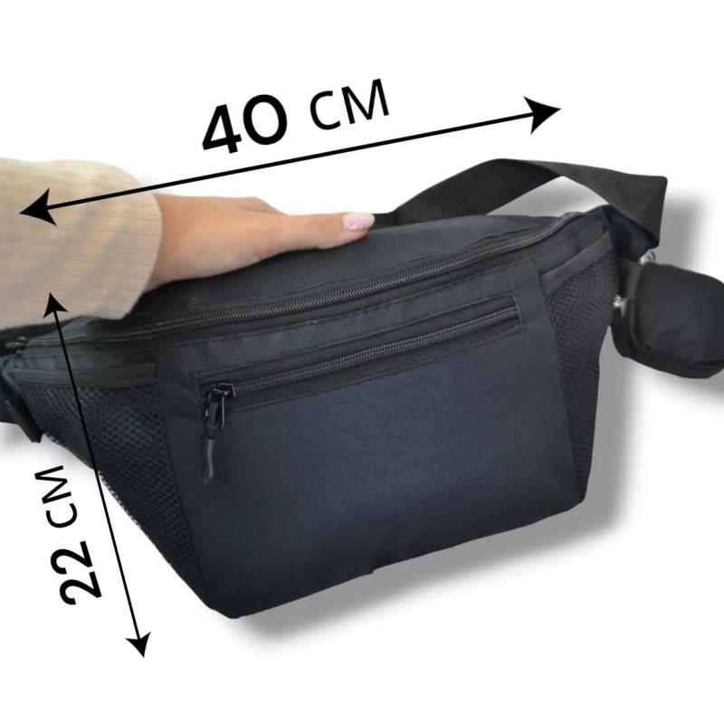 Сумка-бананка на 8 кишень із сіткою та відбиваючим елементом Barco-Bag SN-1905 Black