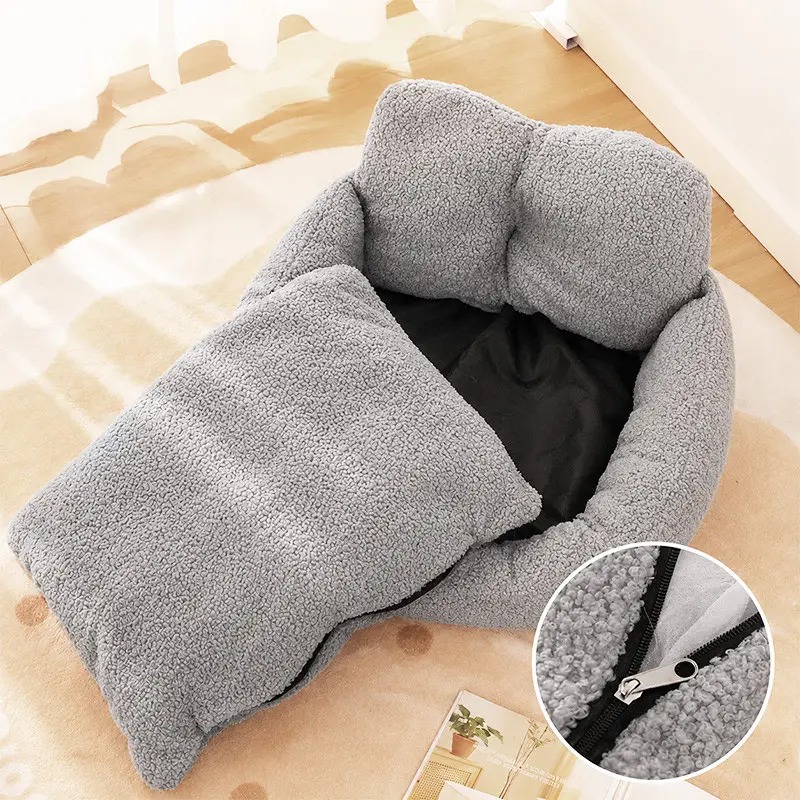 Лежак пуф для котів та собак Фліс та Поліестер 50*45*25см Taopets NT-7656 Gray