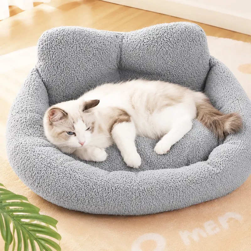 Лежак пуф для котів та собак Фліс та Поліестер 50*45*25см Taopets NT-7656 Gray
