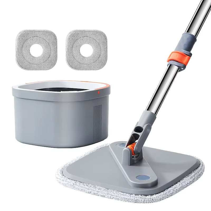 Комплект швабра з відром і автовіджимом квадратна з 2-ма мопами Turbo Mop TM-7811 Gray