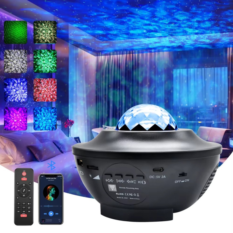 Лампа-проектор з Bluetooth колонкою і пультом «Північне сяйво» SF-L1 Black Лампа-проектор з Bluetooth колонкою і пультом «Північне сяйво» SF-L1 Black